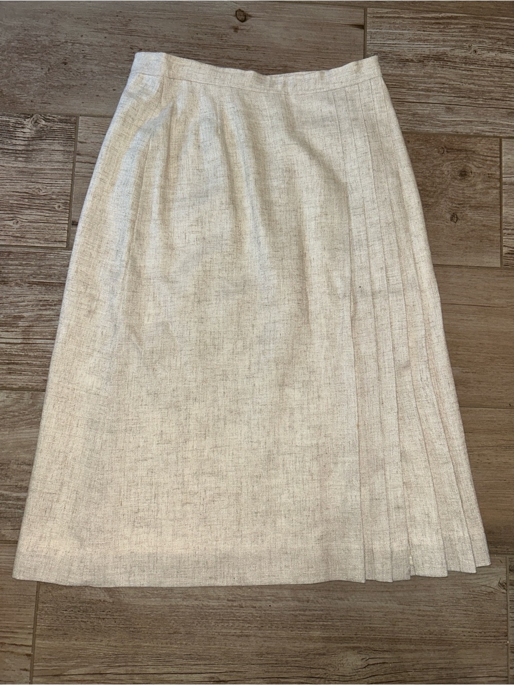 Evan Picone Cream Midi A-Line Pleated Skirt